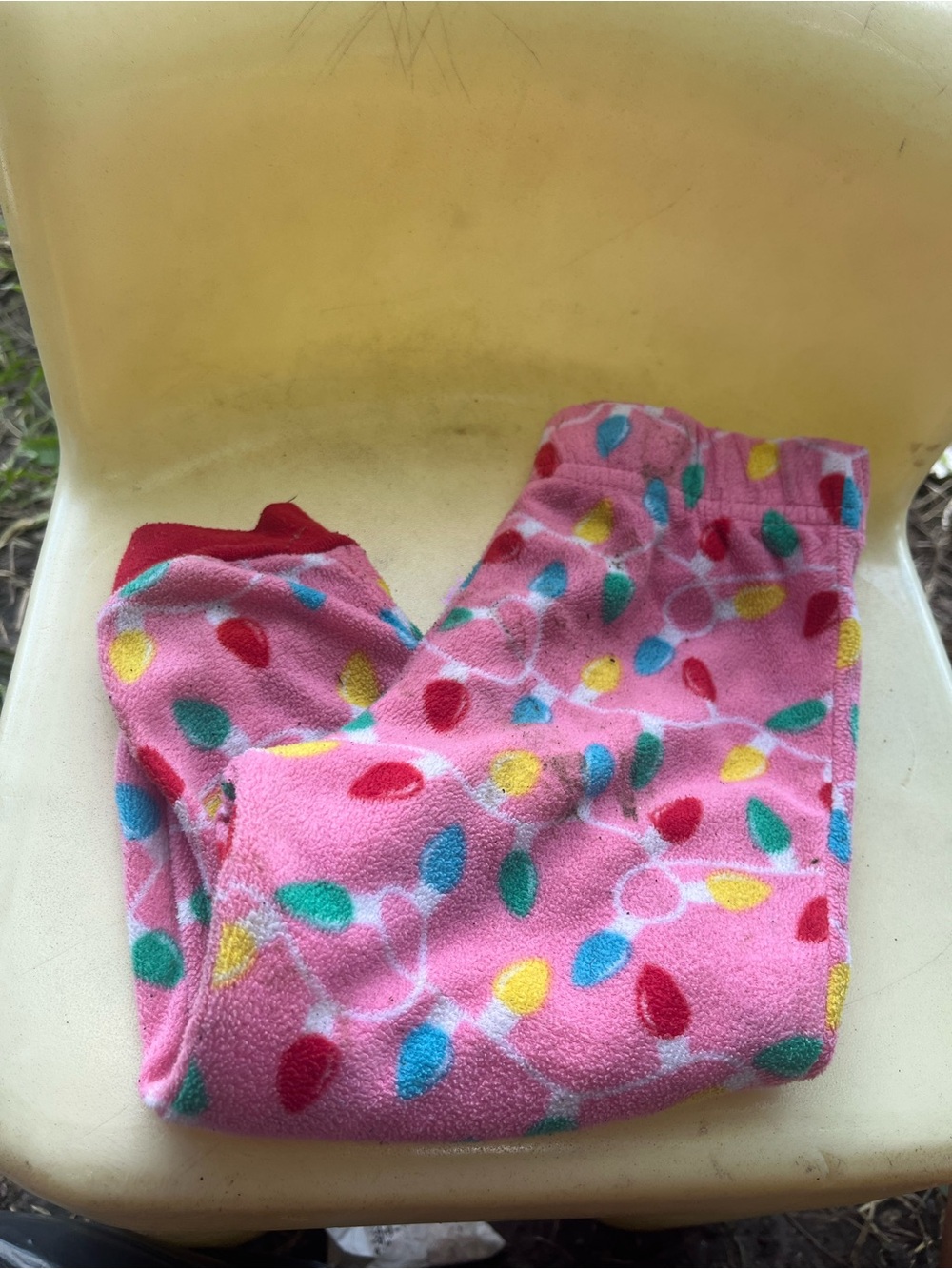 Girls Pink Fleece Pajama Pants with Colorful Light Bulb Print